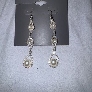 Kohl's Silver and Pearl Dangle Earrings